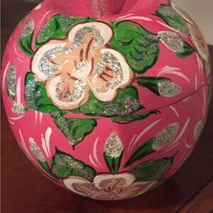 Pink Floral Decorative Apple by [Brand]